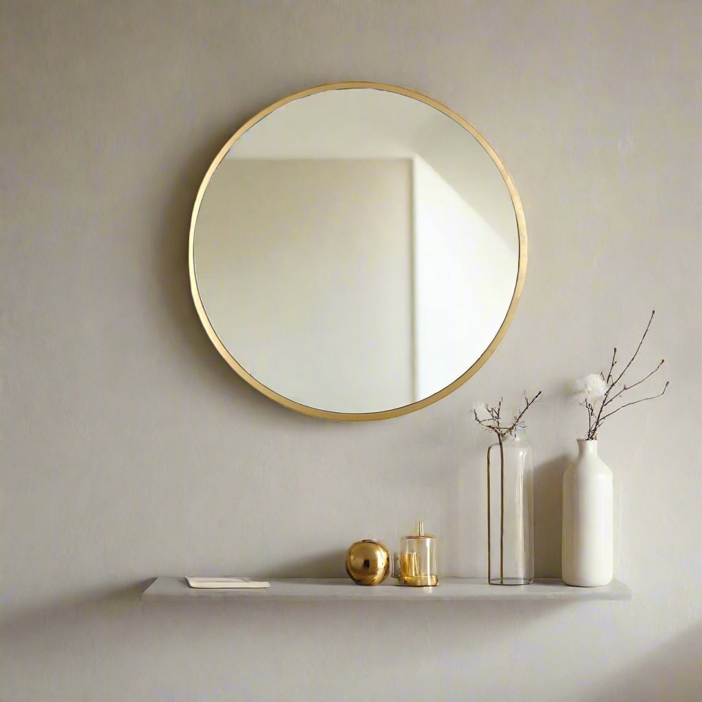 Premium Gold Frame Round Wall Mirror for Living Room, Hallway & Bedroom | Hind Decor™ (24 Inch)