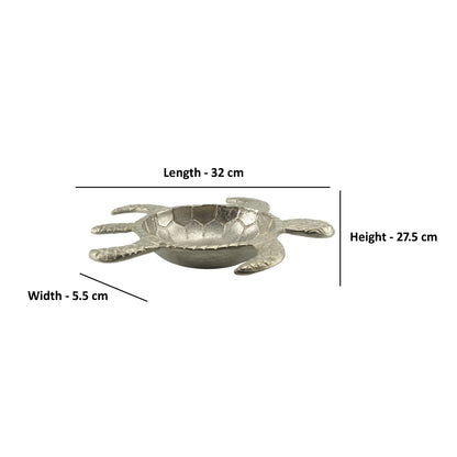 Handcrafted Silver Turtle-Shaped Decorative Bowl: Whimsical Tabletop Accent