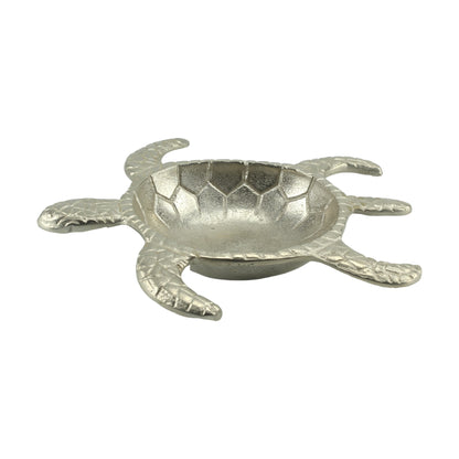 Handcrafted Silver Turtle-Shaped Decorative Bowl: Whimsical Tabletop Accent