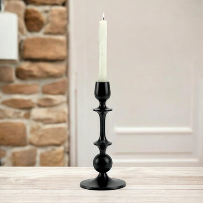 Elegant Waterdrop: Black Aluminum Small Candle Holder | Modern Home Decor