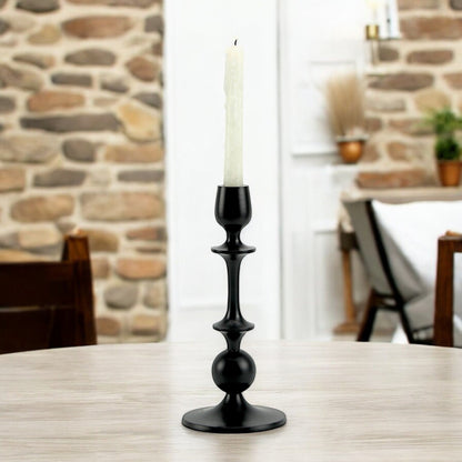 Elegant Waterdrop: Black Aluminum Small Candle Holder | Modern Home Decor
