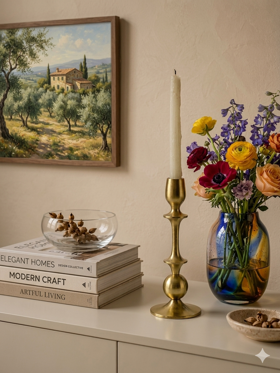 Radiant Waterdrop: Golden Aluminum Medium Candle Holder | Elegant Home Accent