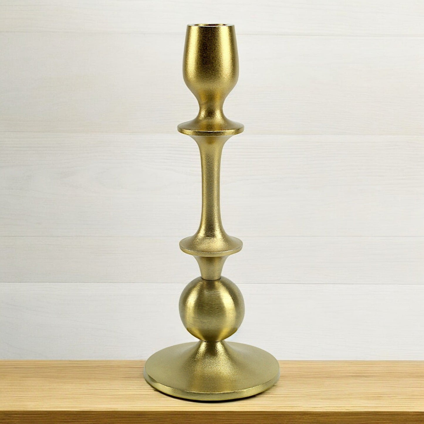 Radiant Waterdrop: Golden Aluminum Medium Candle Holder | Elegant Home Accent
