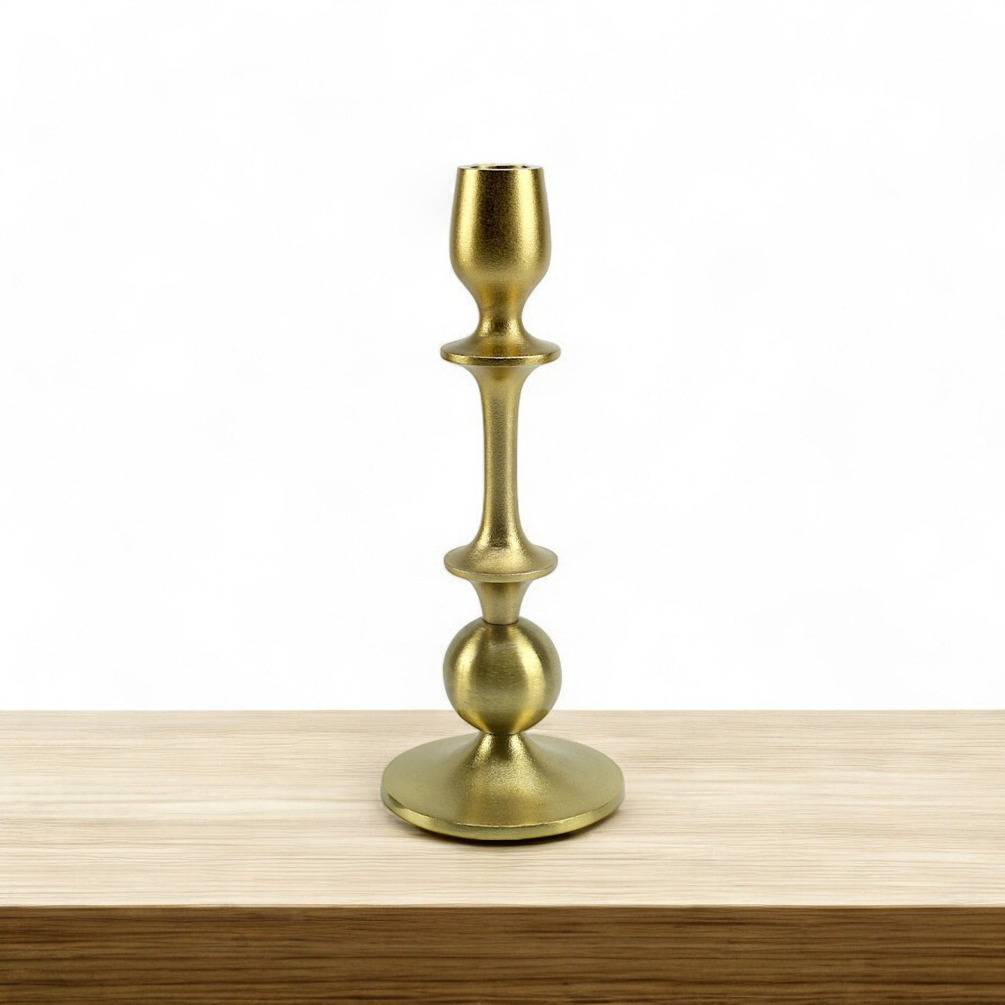 Radiant Waterdrop: Golden Aluminum Medium Candle Holder | Elegant Home Accent