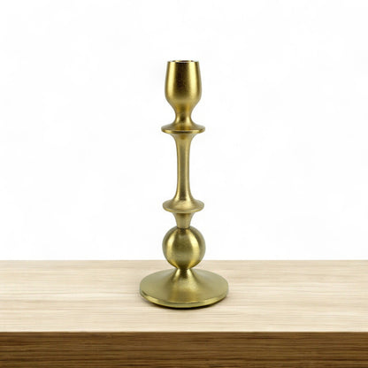 Radiant Waterdrop: Golden Aluminum Medium Candle Holder | Elegant Home Accent
