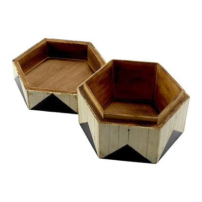 Round Handcrafted Bone Inlay Trinket Box - Elegant Storage Solution for Jewelry and Keepsakes