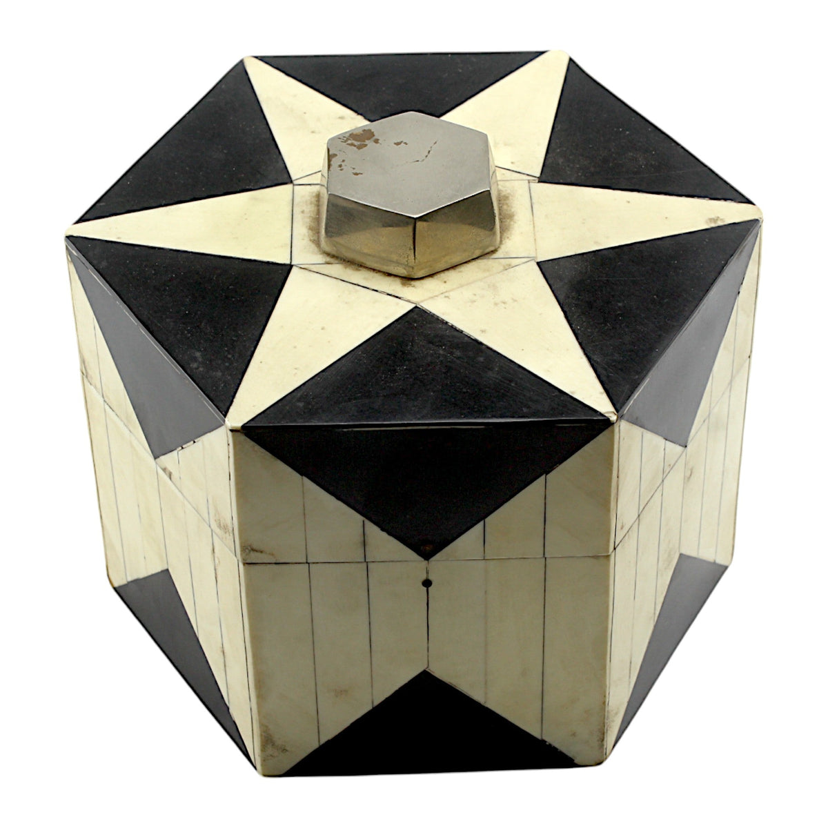 Round Handcrafted Bone Inlay Trinket Box - Elegant Storage Solution for Jewelry and Keepsakes