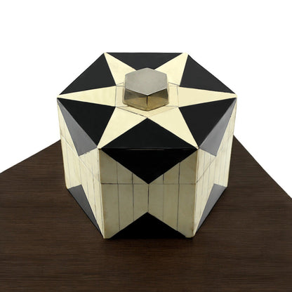Round Handcrafted Bone Inlay Trinket Box - Elegant Storage Solution for Jewelry and Keepsakes