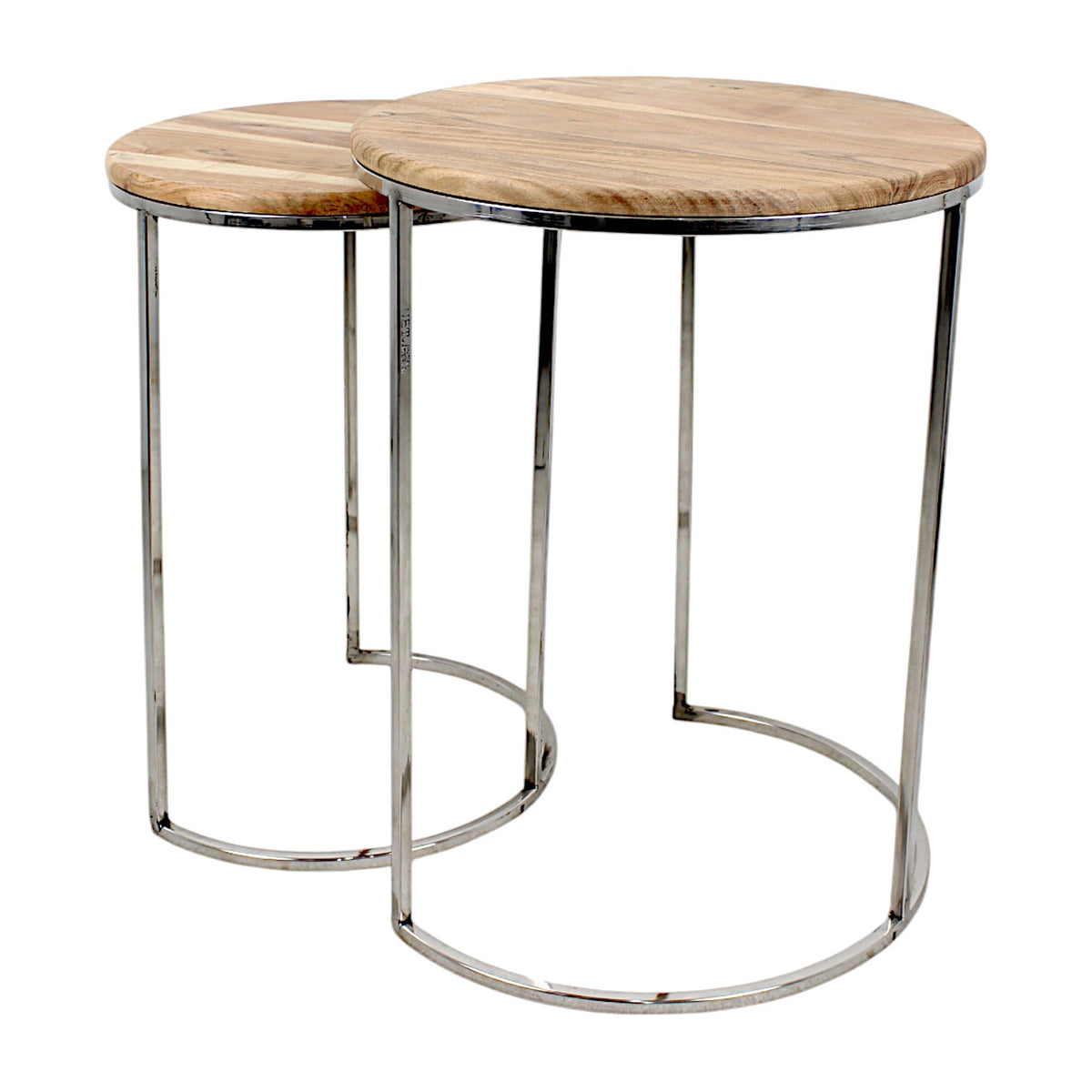 Wooden Side Table Set | Metal Base