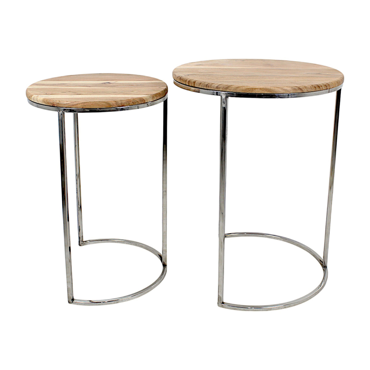 Wooden Side Table Set | Metal Base