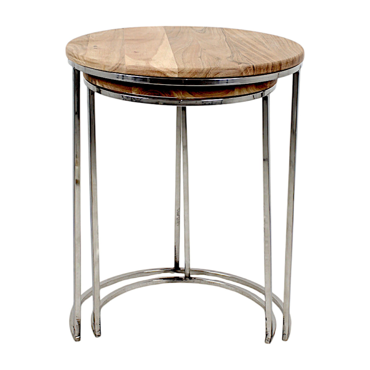 Wooden Side Table Set | Metal Base