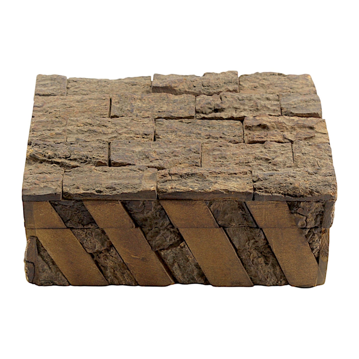 Rustic Wooden Trinket Box with Natural Bark Finish