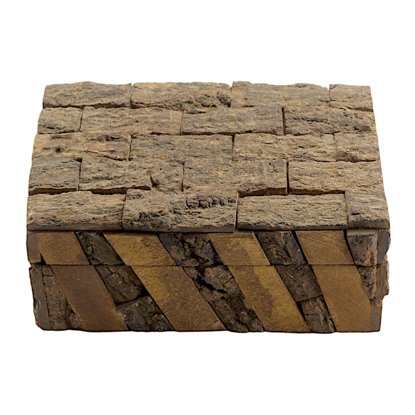 Rustic Wooden Trinket Box with Natural Bark Finish