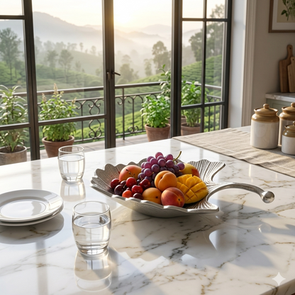 Silver Aluminum Leaf Decorative Bowl: Nature-Inspired Elegance for Your Home Decor