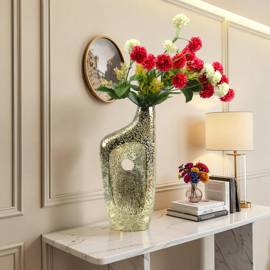 Silver Glitter Aluminium Flower Vase: Sparkling Elegance for Your Floral Arrangements