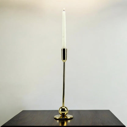Sleek Gold: Modern Aluminum Medium Candle Holder | Chic Home Decor Accent