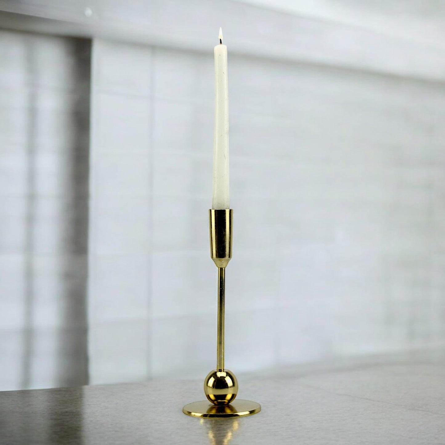 Sleek Gold: Modern Aluminum Medium Candle Holder | Chic Home Decor Accent