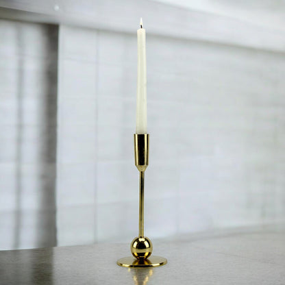 Sleek Gold: Modern Aluminum Medium Candle Holder | Chic Home Decor Accent