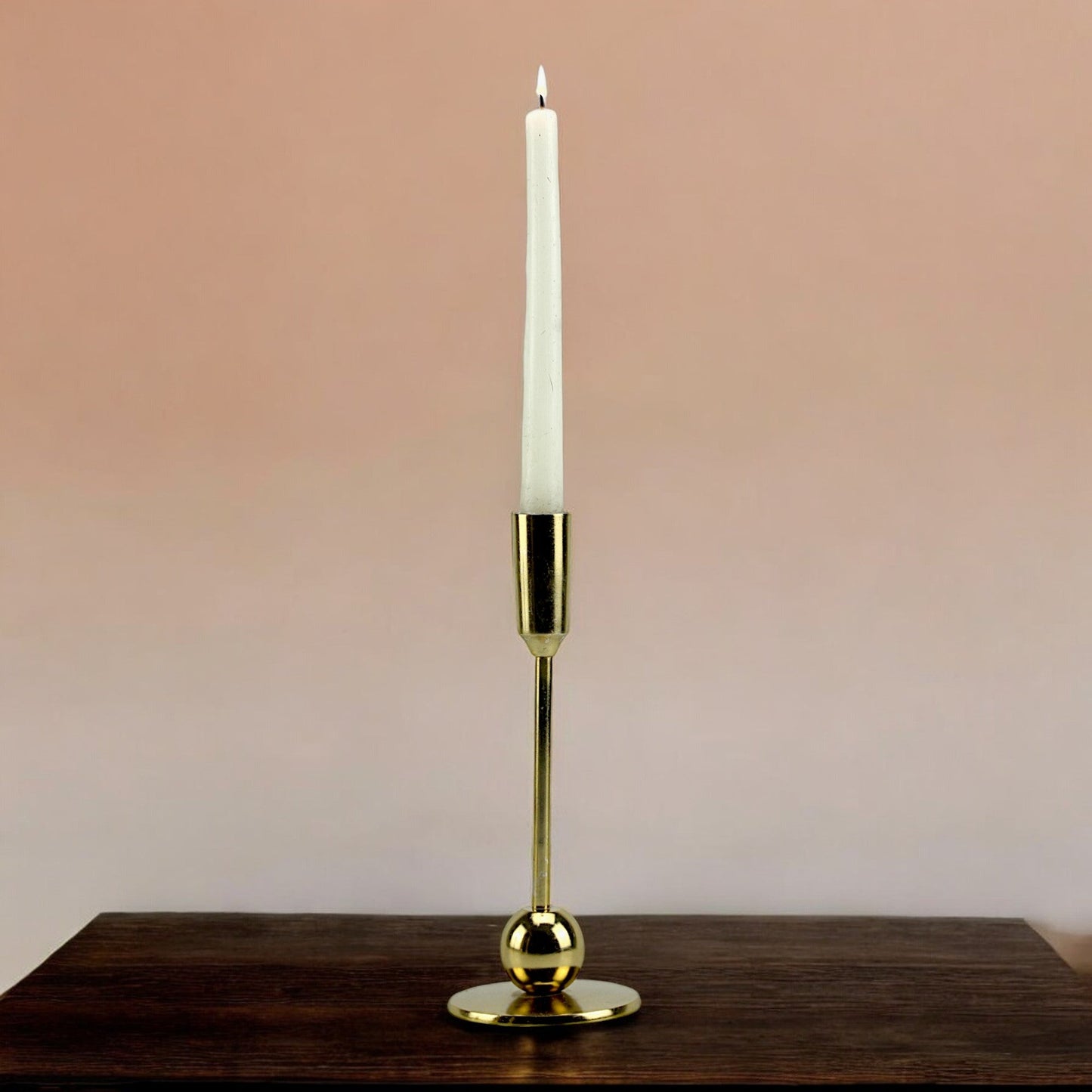 Sleek Gold: Modern Aluminum Medium Candle Holder | Chic Home Decor Accent