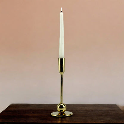 Sleek Gold: Modern Aluminum Medium Candle Holder | Chic Home Decor Accent