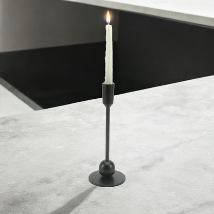 Sleek Black: Modern Aluminum Large Candle Holder | Elegant Home Decor Accent