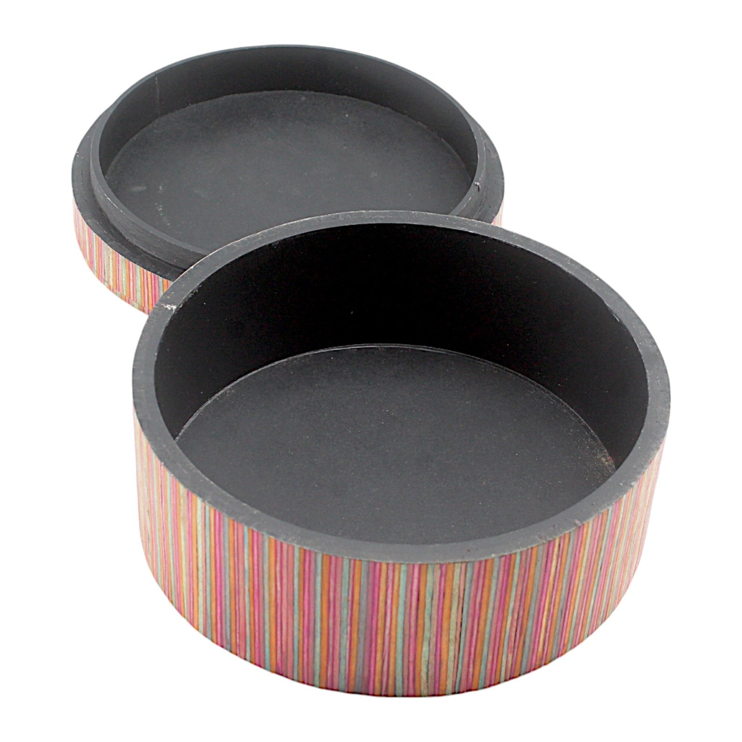 Striped Red Bone Inlay Handcrafted Trinket Box - Unique Storage for Jewelry and Keepsakes