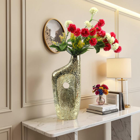 Silver Glitter Aluminium Flower Vase: Sparkling Elegance for Your Floral Arrangements