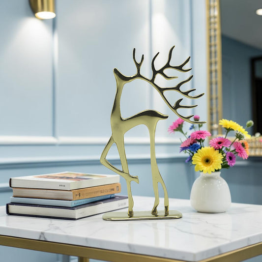 Golden Serenity: Handcrafted Aluminum Artistic Deer Ornament
