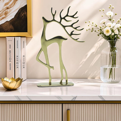 Golden Serenity: Handcrafted Aluminum Artistic Deer Ornament