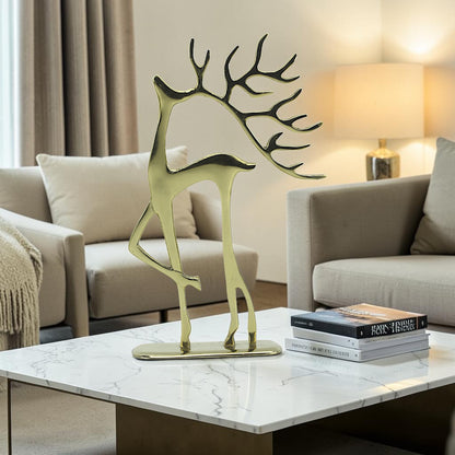 Golden Serenity: Handcrafted Aluminum Artistic Deer Ornament